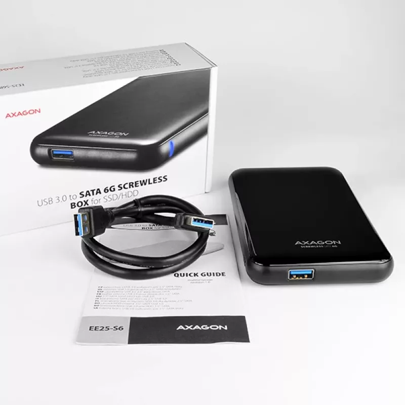 AXAGON EE25-S6B - case HDD / SSD - 2,5 pollici - SATA - Serial ATA II - Serial ATA III - 5 Gbit/s - connettività USB - nero