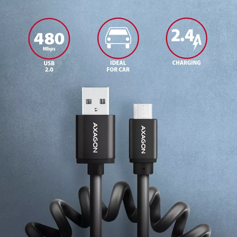 Axagon BUMM-AM10TB cavo USB USB 2.0 0,6 m Micro-USB B USB A 0,48 Gbit/s nero