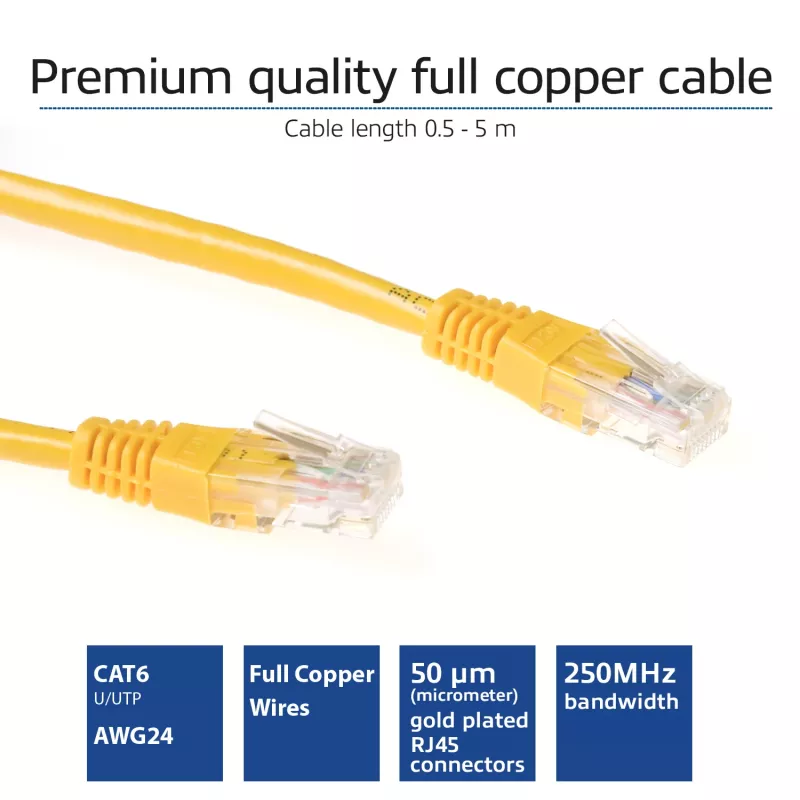 ACT giallo cavo patch U/UTP CAT6 da 10 metri con connettori RJ45