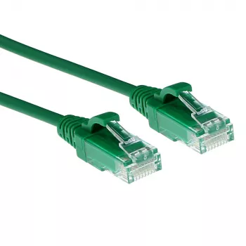 ACT Cavo patch slimline per data center LSZH U/UTP CAT6 verde da 10 metri, senza linguetta con connettori RJ45