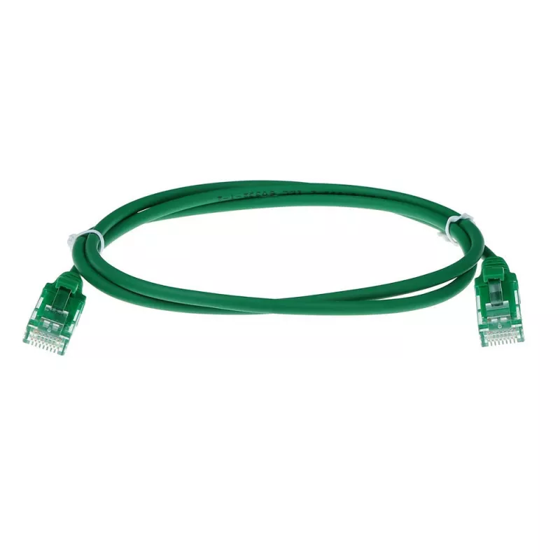 ACT Cavo patch slimline per data center LSZH U/UTP CAT6 verde da 10 metri, senza linguetta con connettori RJ45