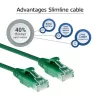 ACT Cavo patch slimline per data center LSZH U/UTP CAT6 verde da 10 metri, senza linguetta con connettori RJ45