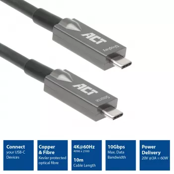 ACT Cavo di connessione ottico attivo (AOC) USB-C 3.2 Gen2, 10 m