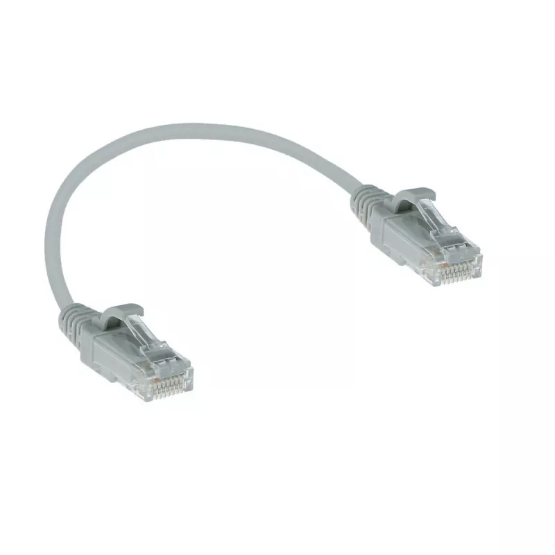 ACT Cavo patch slimline per data center LSZH U/UTP CAT6 grigio da 0,15 metri, senza linguetta con connettori RJ45