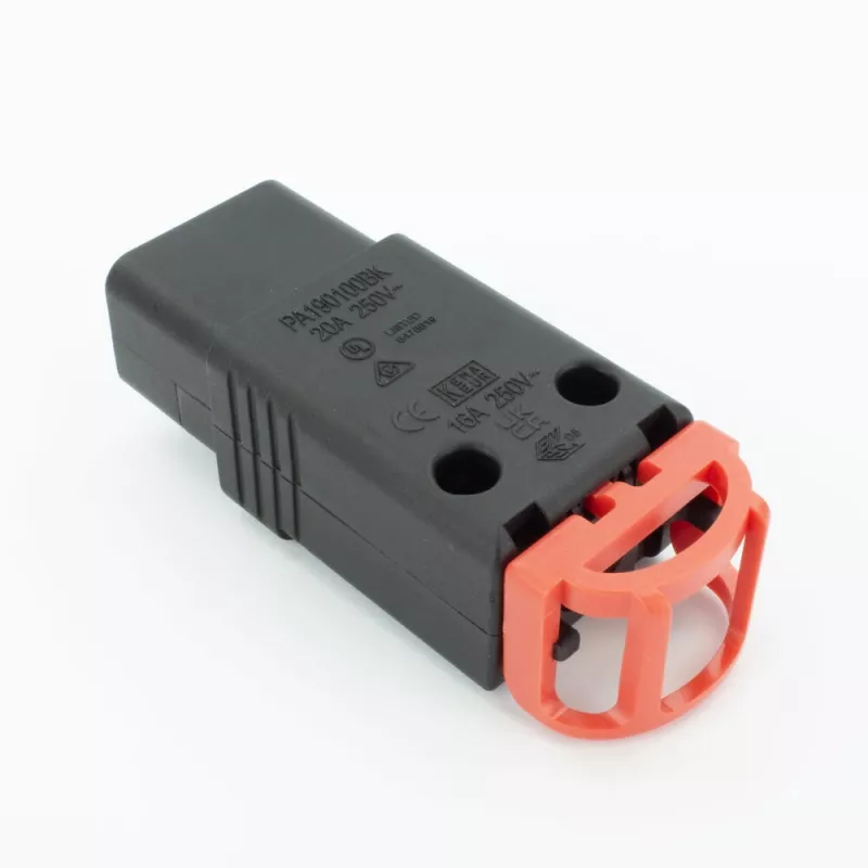 ACT C19 IEC Lock+ ricollegabile nero, PA190100BK, C19, dritto, connettore femmina, 250 V, 16 A, nero, rosso