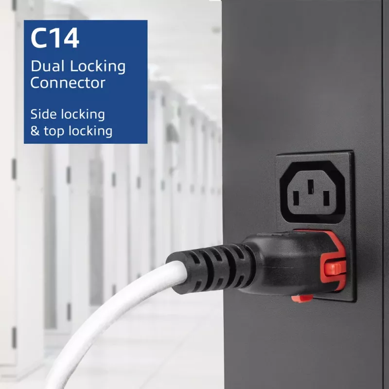 ACT cavo di alimentazione C14 IEC Lock+ Dual Locking - C15 IEC Lock+ bianco 2 m, PC3875