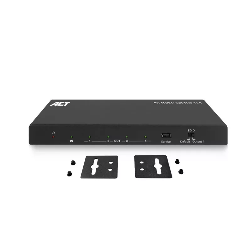 ACT splitter HDMI 4K, 1 a 4, supporto EDID, HDMI, 4x HDMI, 3840 x 2160 pixel, nero, 4K Ultra HD, 10,2 Gbit/s