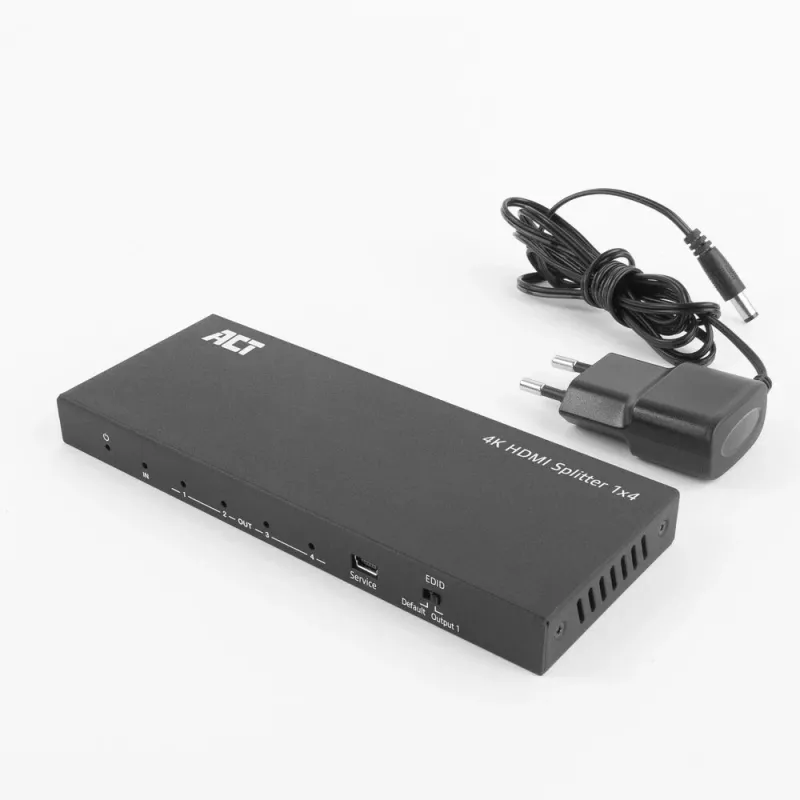 ACT splitter HDMI 4K, 1 a 4, supporto EDID, HDMI, 4x HDMI, 3840 x 2160 pixel, nero, 4K Ultra HD, 10,2 Gbit/s
