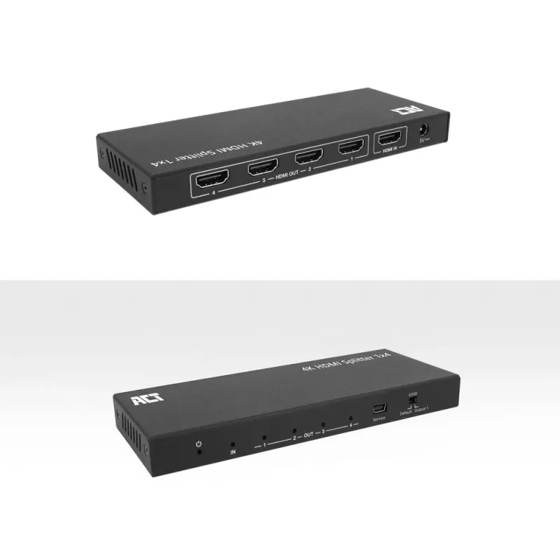 ACT splitter HDMI 4K, 1 a 4, supporto EDID, HDMI, 4x HDMI, 3840 x 2160 pixel, nero, 4K Ultra HD, 10,2 Gbit/s
