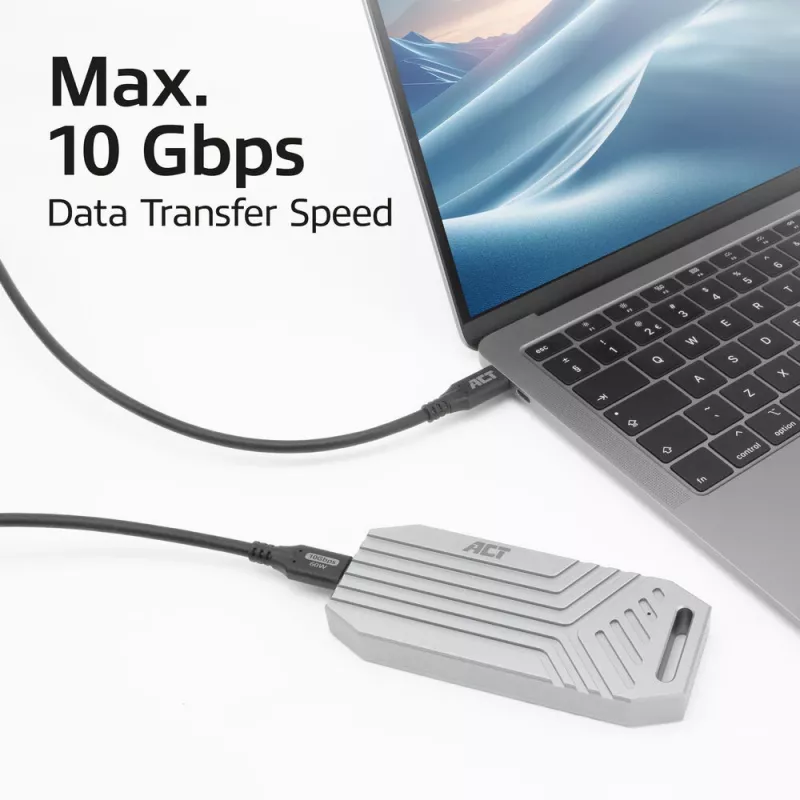 ACT cavo USB 3.0 10Gbps 60W USB Type-C, 1 metro, 1 m, USB C, USB C, USB 3.2 Gen 2 (3.1 Gen 2), 10 Gbit/s, nero