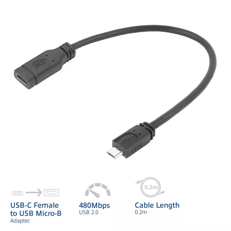 ACT cavo adattatore da connettore femmina USB Type-C a connettore maschio USB Micro-B 2.0 0,2 m