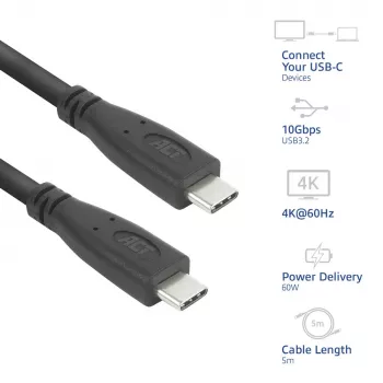ACT AC7445 cavo USB USB 3.2 Gen 2 (3.1 Gen 2) 5 m USB C 10 Gbit/s 60 W nero