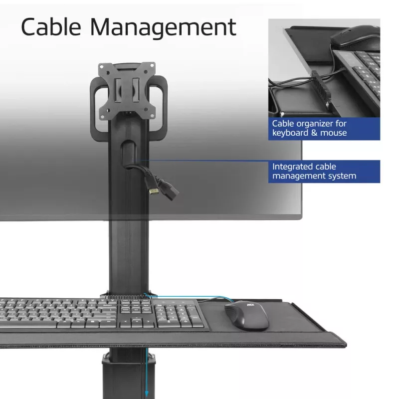 ACT postazione di lavoro mobile per un monitor, con supporto CPU, vano tastiera e mouse