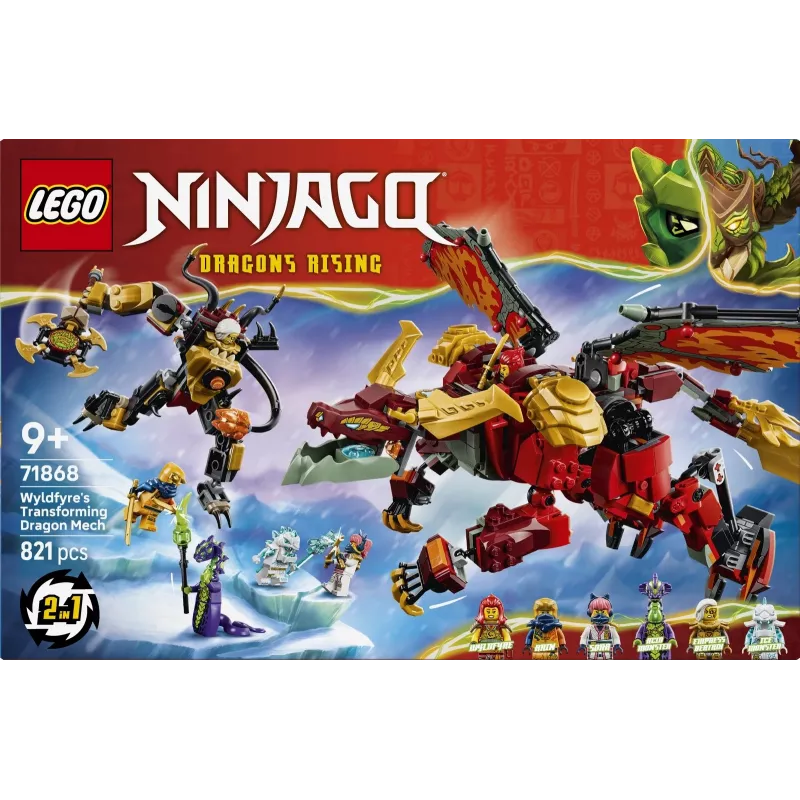 LEGO NINJAGO 71868 Mech drago trasformabile di Wyldfyre (821 pezzi)