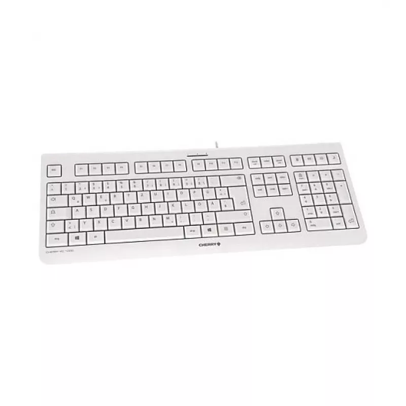 CHERRY KC 1000 Tastiera USB con filo - Layout QWERTY spagnolo, grigio chiaro