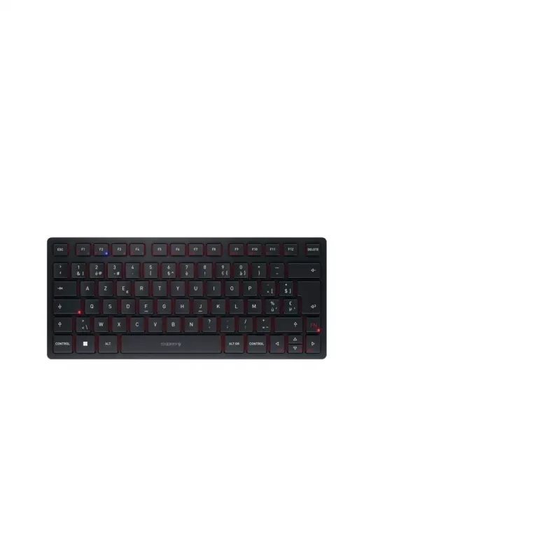 CHERRY KW 9200 MINI Tastiera compatta wireless, ricaricabile, 2.4 GHz + Bluetooth + USB-C, Black (AZERTY belga) JK-9250BE-2