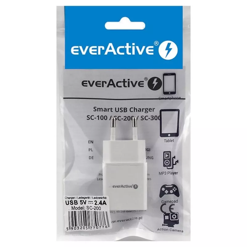 everActive SC-200 caricabatterie da parete USB-A 2,4 A 12 W bianco