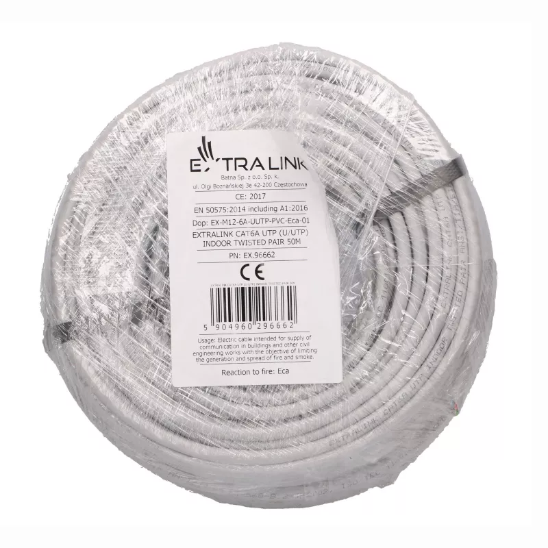 EXTRALINK cavo twisted pair CAT6A UTP (U/UTP) indoor 50m grigio