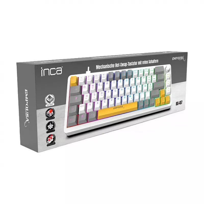 INCA tastiera da gaming RGB Red Switch USB meccanica 2,00m bianca (IKG-457)