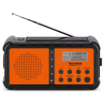 TechniSat TechniRadio Solar 2 radio portatile DAB+/FM con pannello solare e manovella, nero/arancione