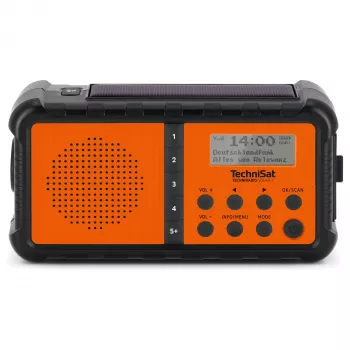 TechniSat TechniRadio Solar 2 radio portatile DAB+/FM con pannello solare e manovella, nero/arancione