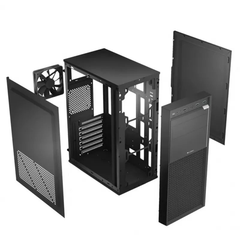 Case per computer mid-tower Logic Concept J23 PRO nero con vetro temperato, USB-C, ventole ARGB