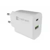 NATEC Ribera Caricabatterie da parete 1x USB-A + 1x USB-C 20W bianco