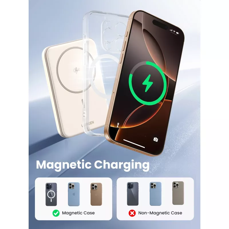 UGREEN Powerbank Mini Wireless 5000mAh 15W compatibile MagSafe bianco