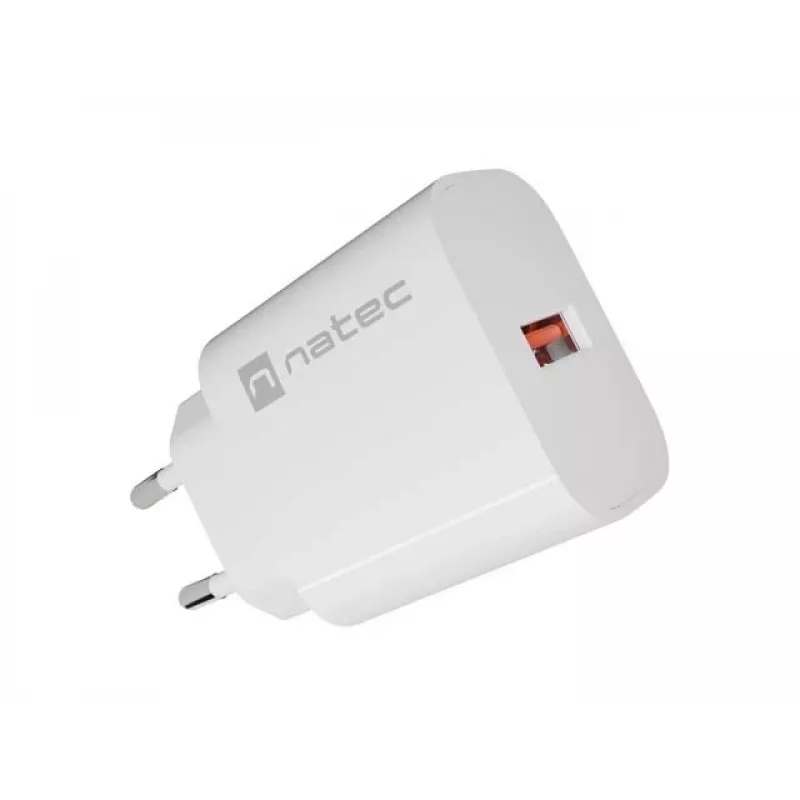 NATEC Ribera Caricabatterie da parete 1x USB-A 18W bianco