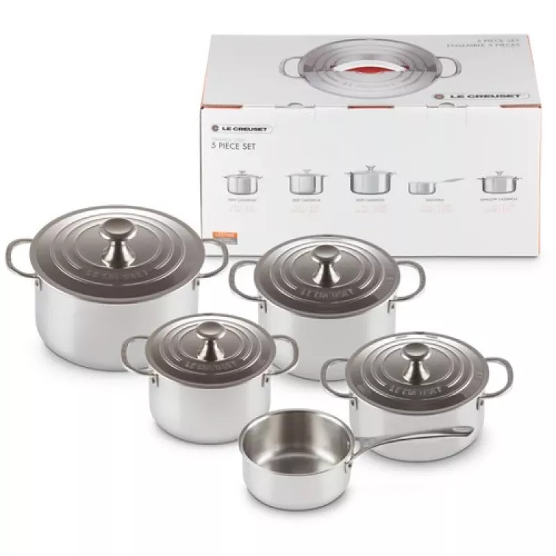 Le Creuset Set pentole 5 pz. - set pentole in acciaio inox a 3 strati