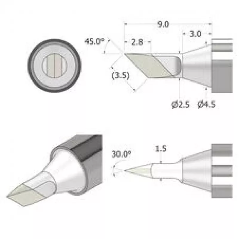 iFixit FixHub punta di saldatura a coltello 2,5 mm argento