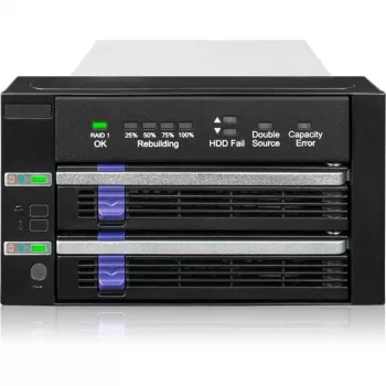 ICY BOX FatCage 2x 2.5/3.5 SATA HDD/SSD RAID 1 in vano 5.25 nero/argento