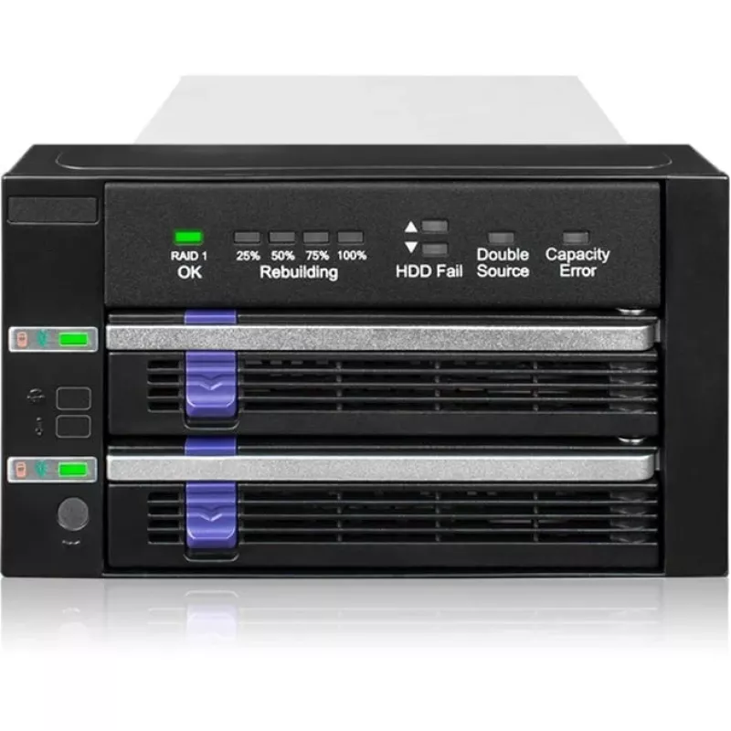 ICY BOX FatCage 2x 2.5/3.5 SATA HDD/SSD RAID 1 in vano 5.25 nero/argento