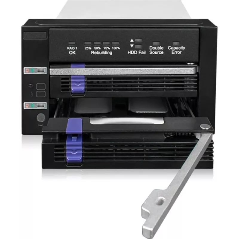 ICY BOX FatCage 2x 2.5/3.5 SATA HDD/SSD RAID 1 in vano 5.25 nero/argento