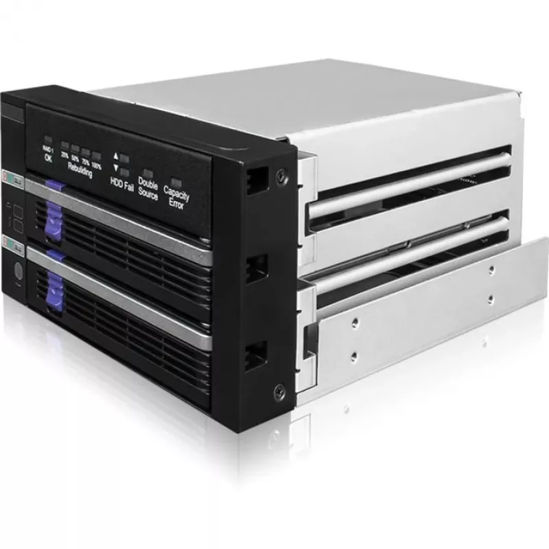 ICY BOX FatCage 2x 2.5/3.5 SATA HDD/SSD RAID 1 in vano 5.25 nero/argento