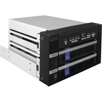 ICY BOX FatCage 2x 2.5/3.5 SATA HDD/SSD RAID 1 in vano 5.25 nero/argento