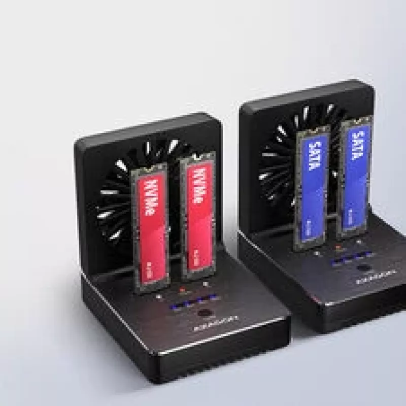 AXAGON ADSA-M2C22 docking station, funzione di clonazione dual-SSD, USB-C 3.2 20 Gbit/s