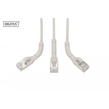 DIGITUS CAT 6A F-FTP cavo patch angolare, rame, 0,5 m, grigio, confezione da 10