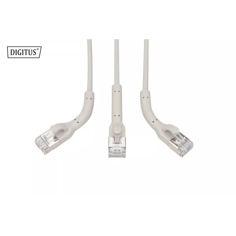 DIGITUS CAT 6A F-FTP cavo patch angolare, rame, 0,5 m, grigio, confezione da 10
