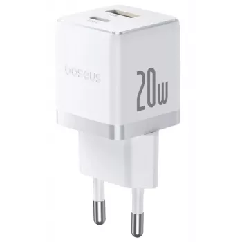 Baseus Palm 20W caricatore da parete USB-C + USB-A, bianco