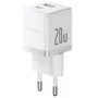 Baseus Palm 20W caricatore da parete USB-C + USB-A, bianco