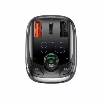 Baseus S-13 Trasmettitore FM Bluetooth per auto con QC 3.0/4.0 PD, vivavoce, indicatore LED, nero