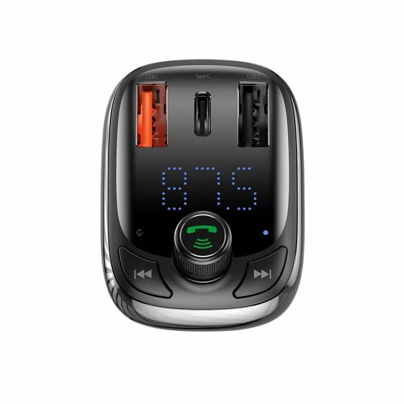 Baseus S-13 Trasmettitore FM Bluetooth per auto con QC 3.0/4.0 PD, vivavoce, indicatore LED, nero