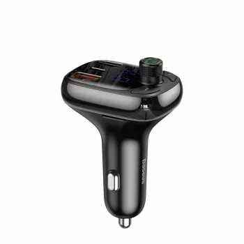 Baseus S-13 Trasmettitore FM Bluetooth per auto con QC 3.0/4.0 PD, vivavoce, indicatore LED, nero