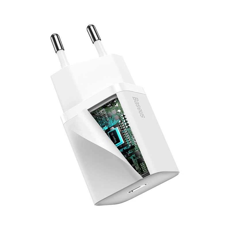 Baseus Super Si Caricabatterie rapido 20W USB-C con cavo (bianco)