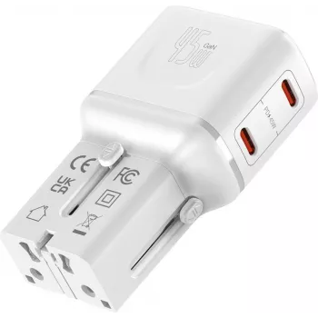 VALUE caricabatterie USB da viaggio, EU/UK/US, 2x USB-C, 45W