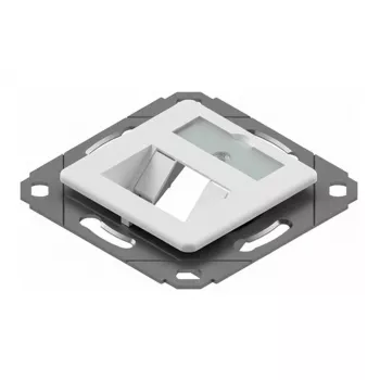 EasyLan Supporto modulo preLink / fixLink, 2x Keystone con placca centrale 9x31,8 mm RAL 9010 (CKVD1D1)