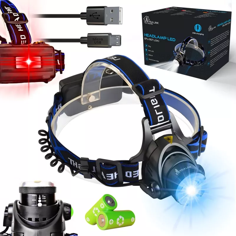 Extralink EFL-057 Loki Lampada frontale LED, ricarica USB, 350 lumen, sensore di movimento