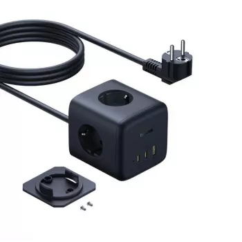 Baseus EnerFill FA11 67W cubo multipresa, 3x prese EU, 1x USB-C, 1x USB-A, 1,5 m, nero