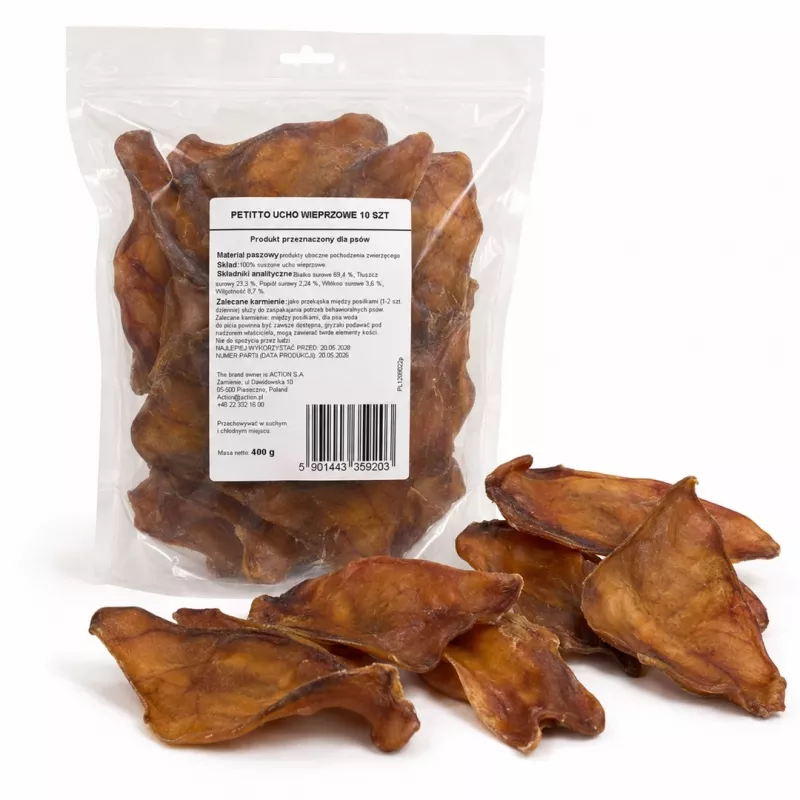 PETITTO Orecchio di maiale da masticare per cani 10 pz.